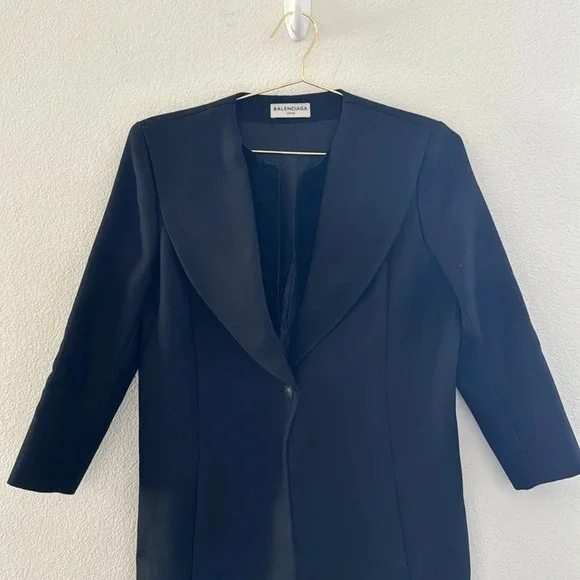 Balenciaga Virgin Wool Black Coat